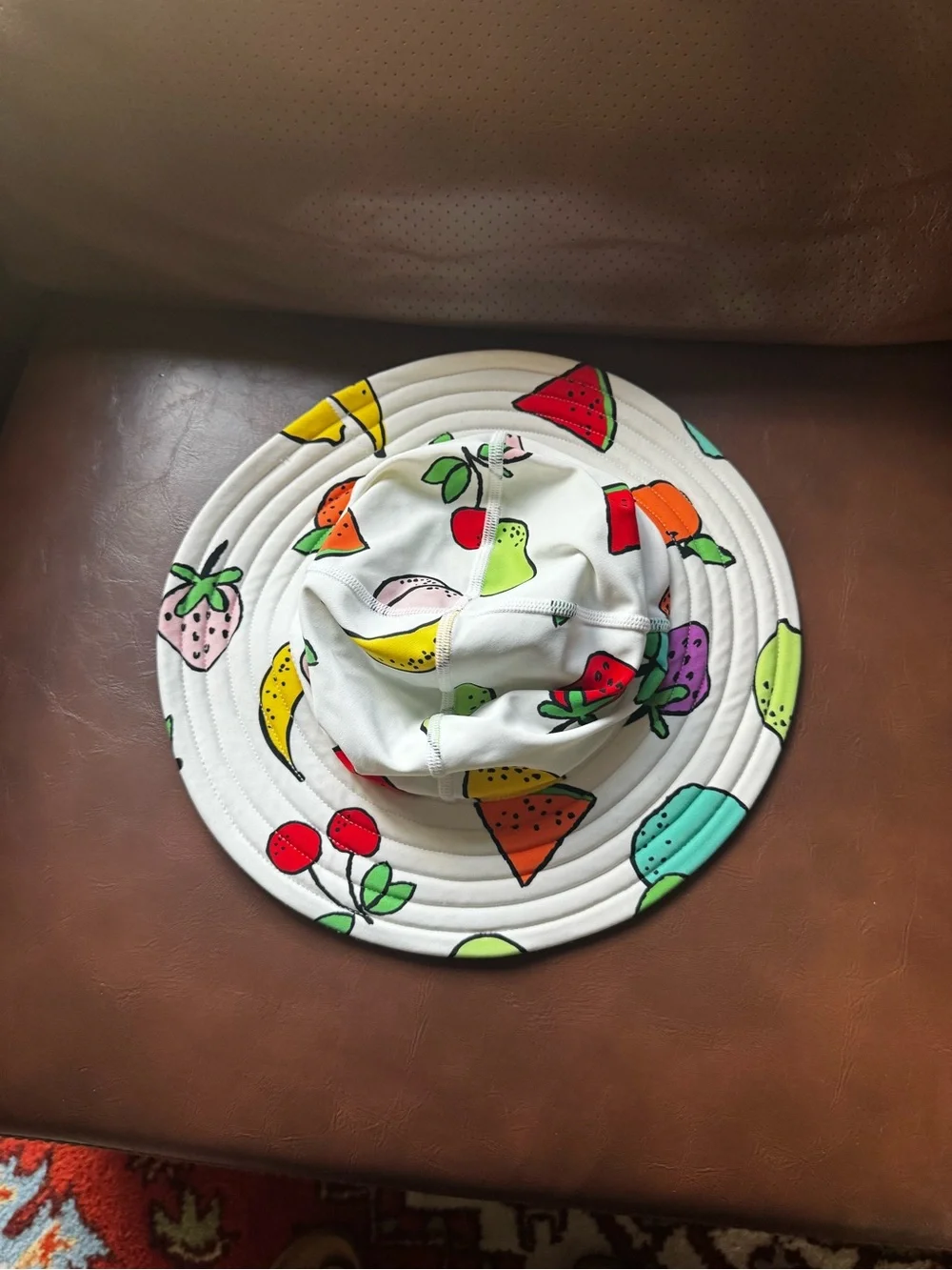 Hanna Andersson White Kids Bucket Hat with Colorful Fruit Print